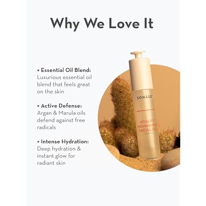 sonage VITALITY NOURISHING FACIAL OIL - BLEND OF 10 ESSENTIAL DRY OILS FOR HYDRATION AND ILLUMINATION - CONTAINS ANTIOXIDANTS AND OMEGA ACIDS - ARGAN AND MARULA OIL - DAILY MOISTURIZER FOR FACE - Image 3